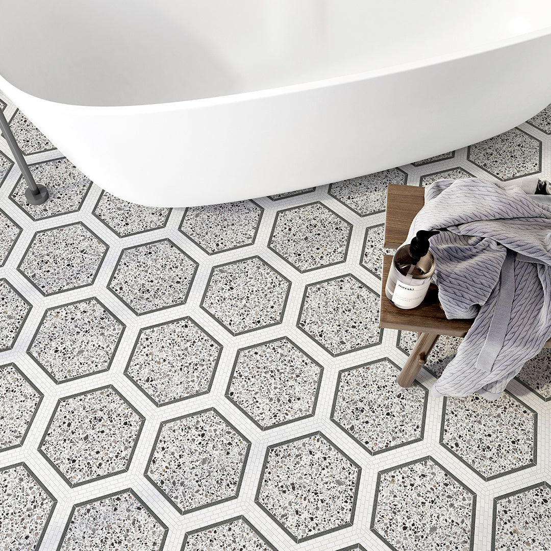 HEXAGON CHAIN TERRAZZO - BOUTIQUE MOSAIC | GLACIER TERRAZZO | DULCET ...