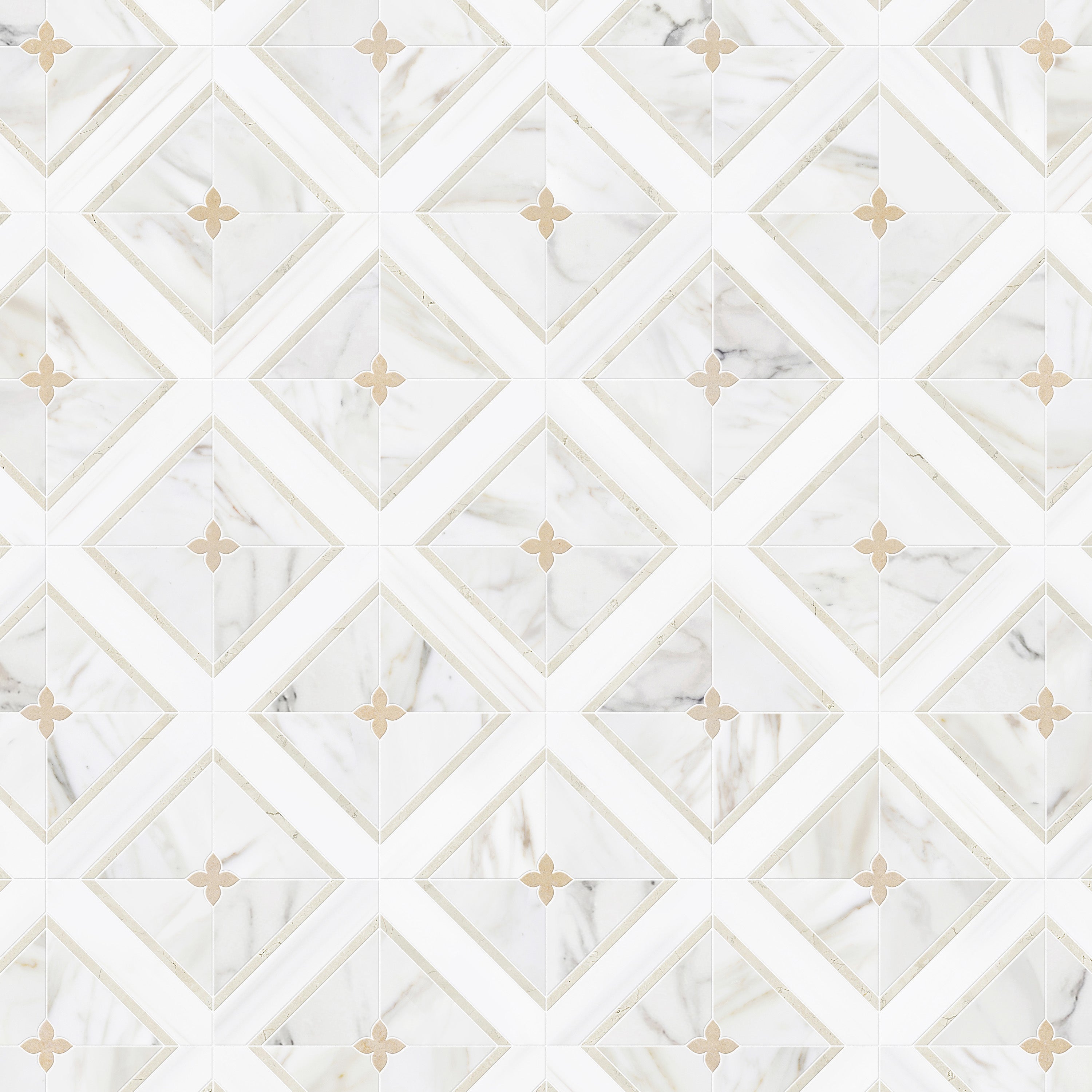 BLOOM - WATERJET MOSAIC | CALACATTA GOLD | BIANCO DOLOMITE