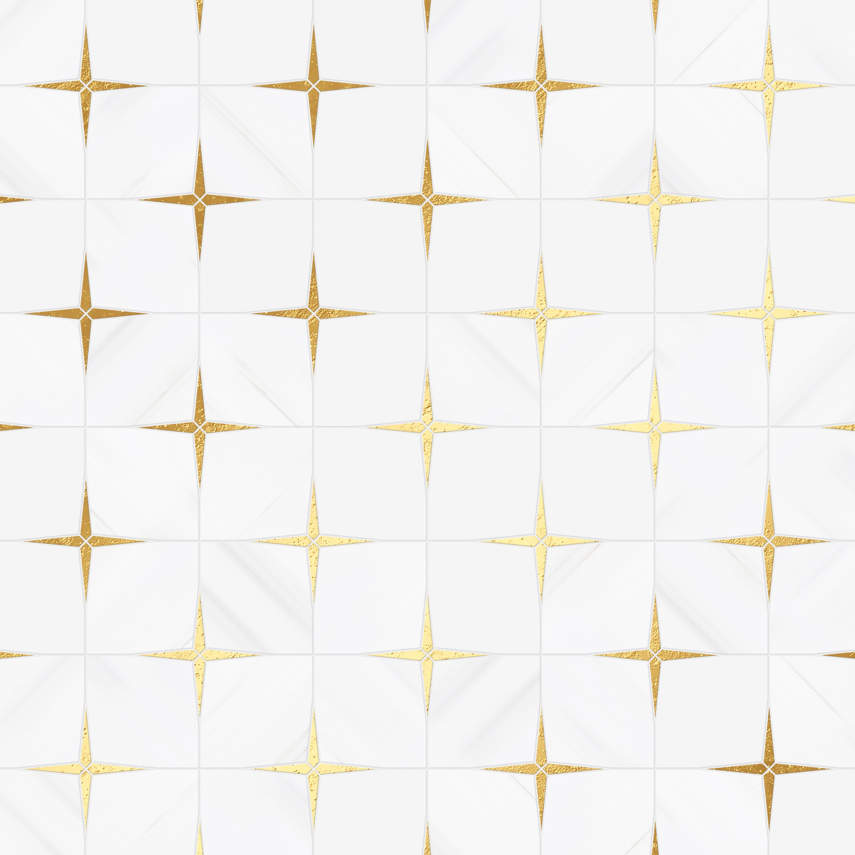 OPULENT LUXE - WATERJET MOSAIC | BIANCO DOLOMITE | LUXURY GOLD
