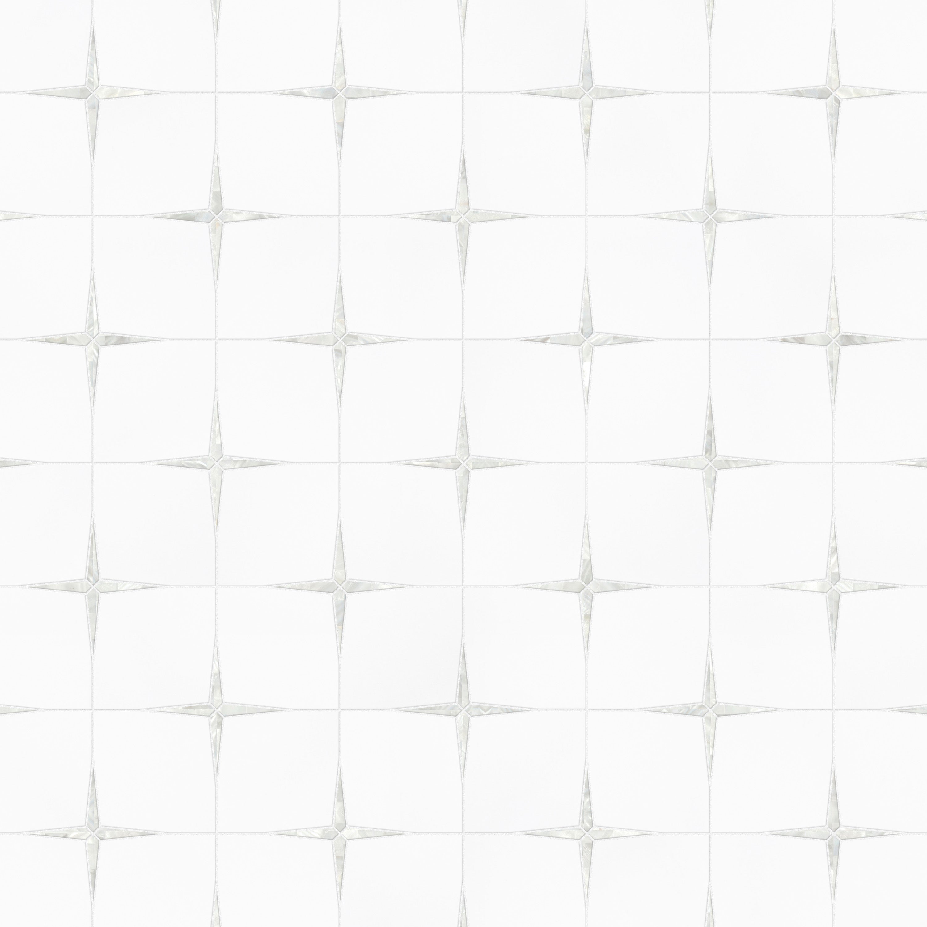 OPULENT SHELL - WATERJET MOSAIC | WHITE THASSOS | MOTHER OF PEARL