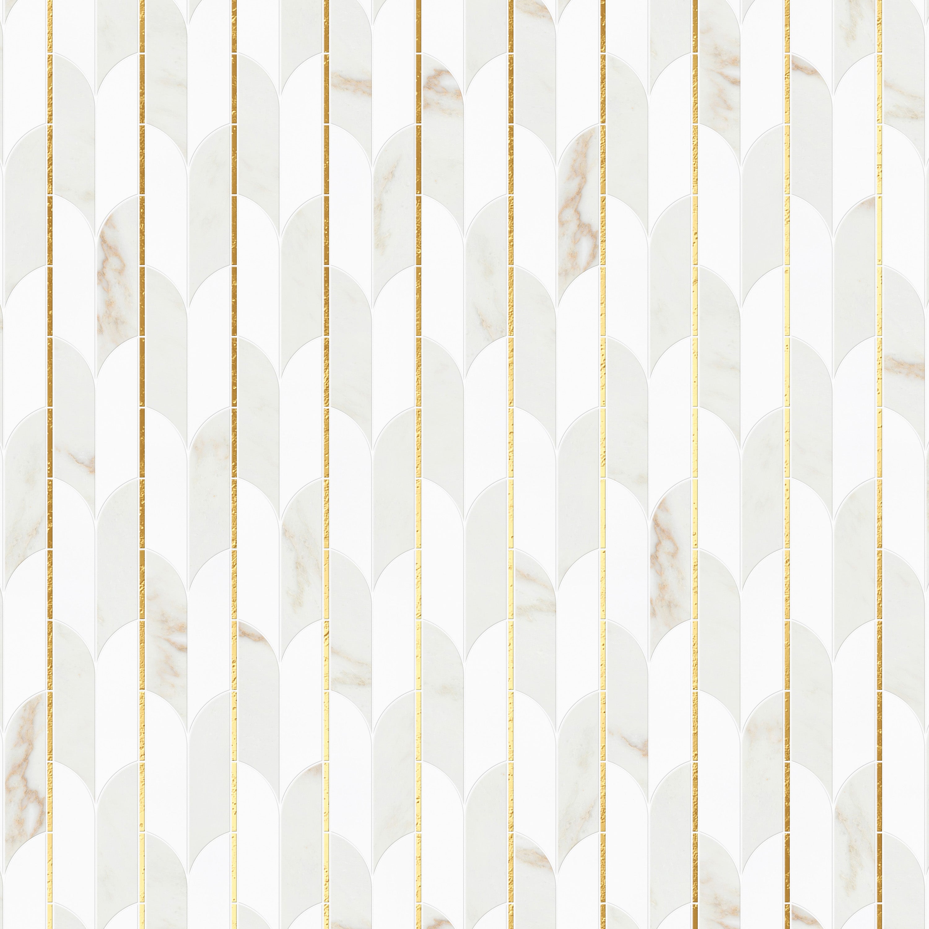 TULIP LUXE - BOUTIQUE MOSAIC | WHITE THASSOS | LUXURY GOLD